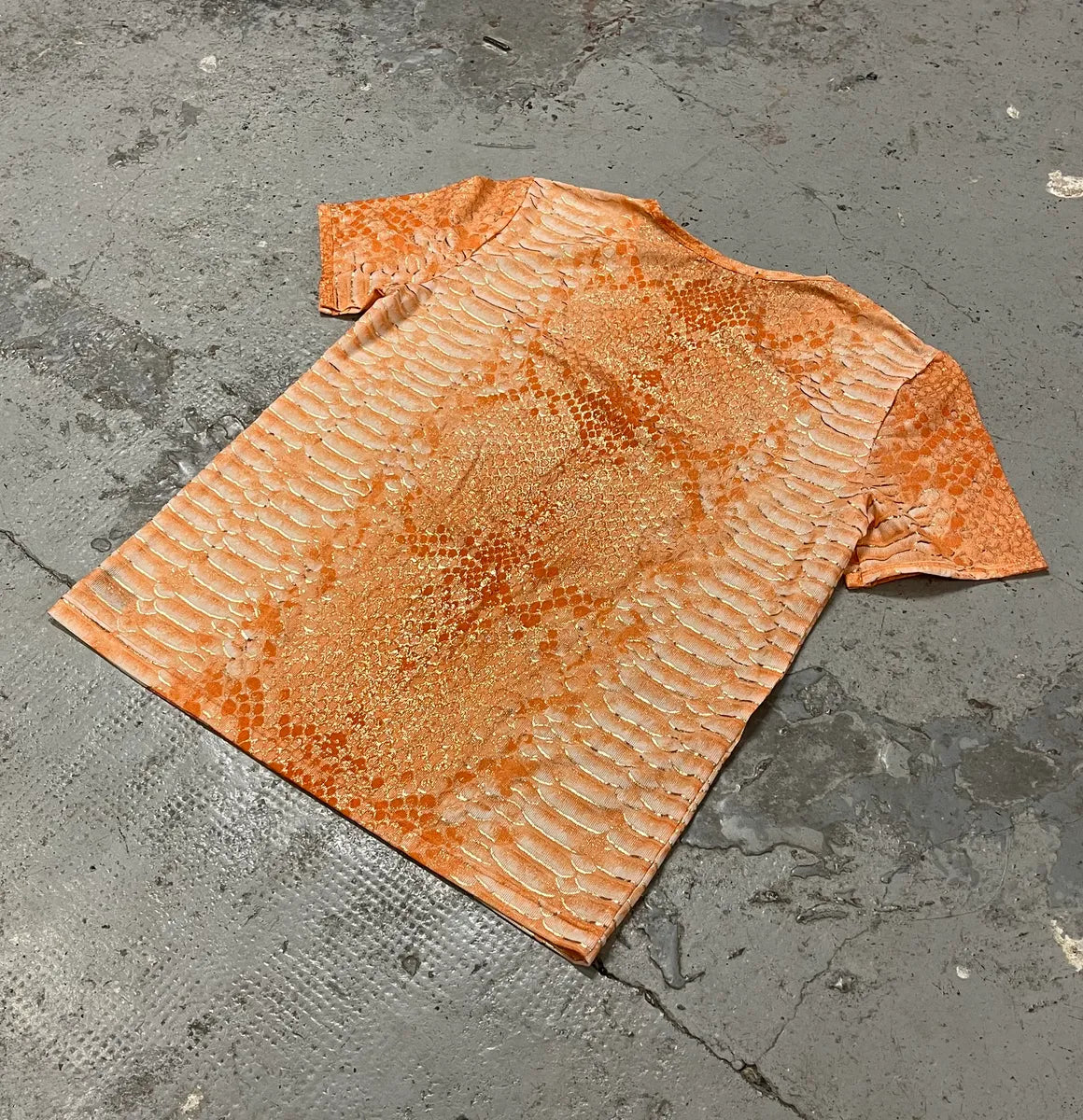 2000s Roberto Cavalli Orange Python Effect T-Shirt QsWBPDw 5