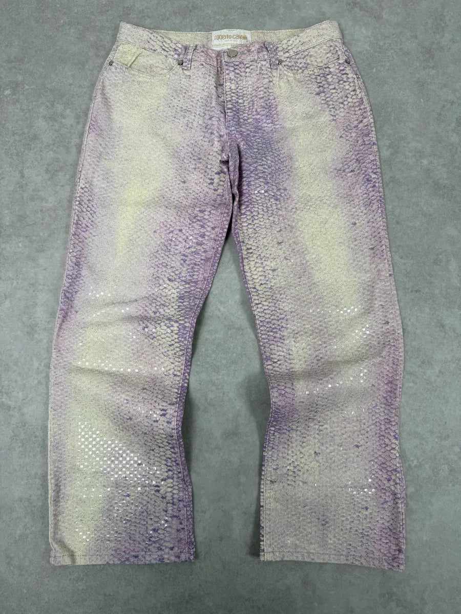 2000s Roberto Cavalli Pink White Python Pants illlMfz 0