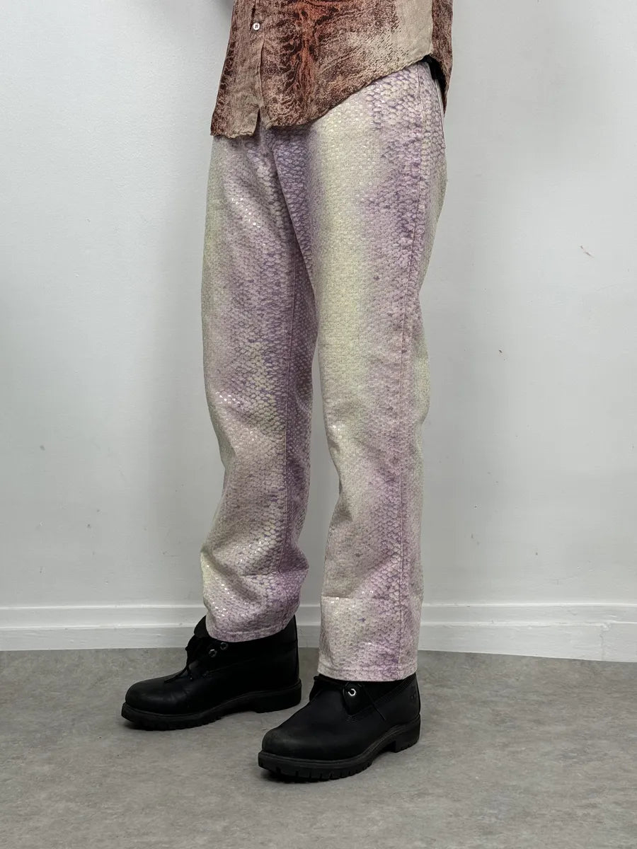 2000s Roberto Cavalli Pink White Python Pants illlMfz 1