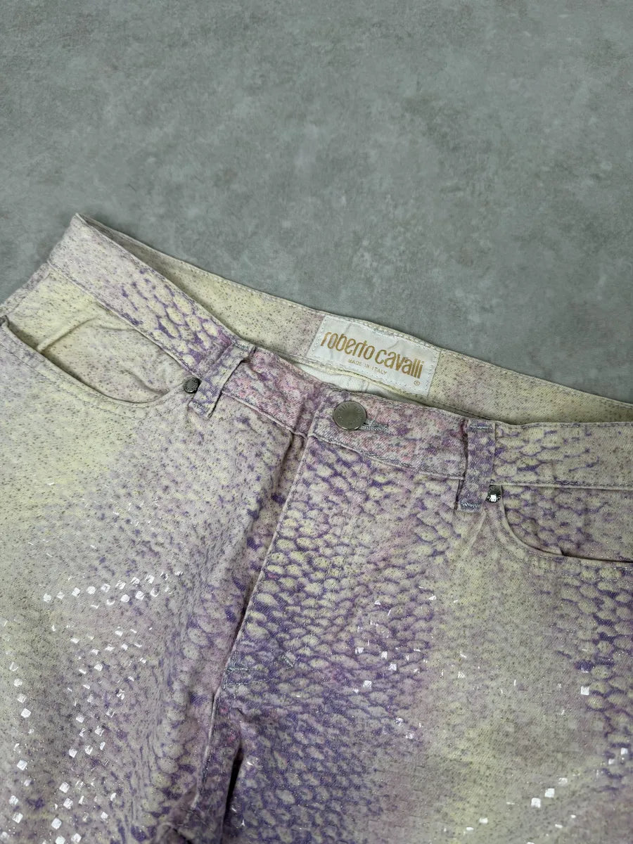 2000s Roberto Cavalli Pink White Python Pants illlMfz 10