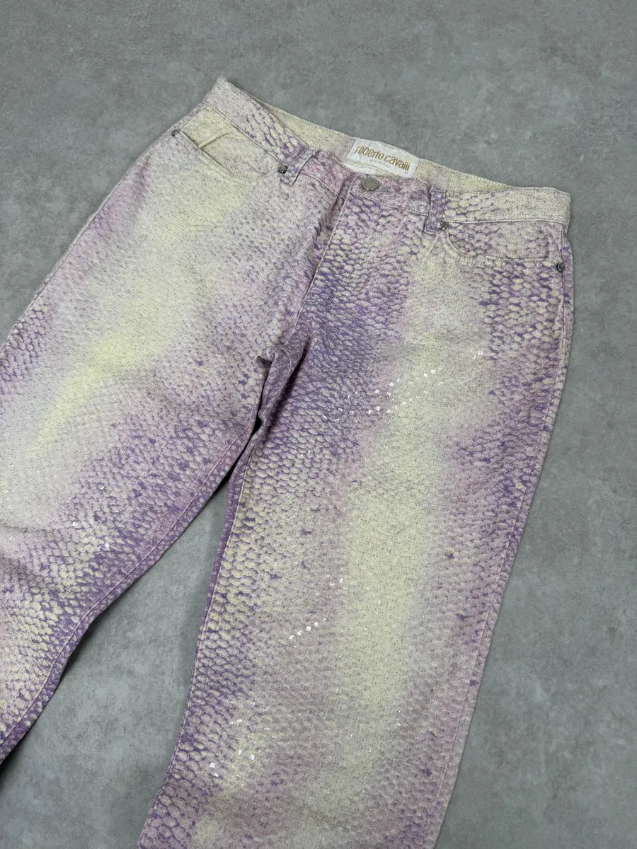 2000s Roberto Cavalli Pink White Python Pants illlMfz 6