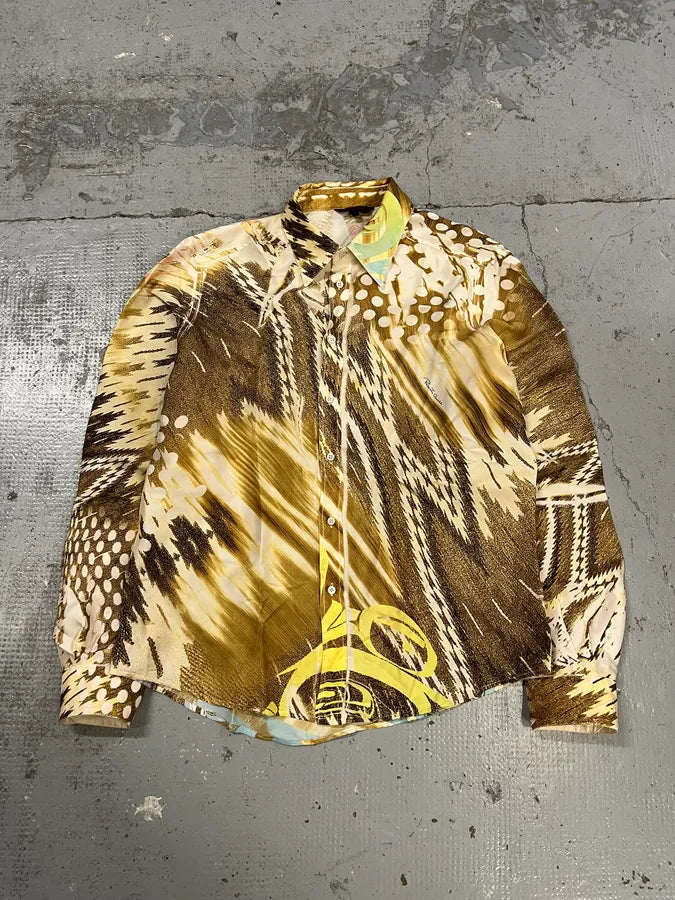 2000s Roberto Cavalli Psychedelic Silk Yellow & Pink Shirt INgMeGG 3