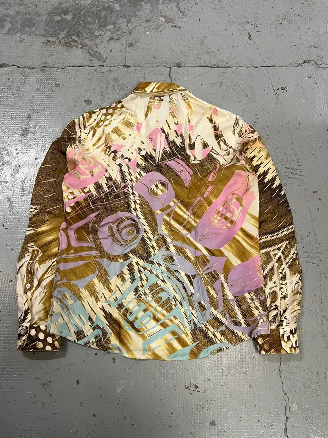 2000s Roberto Cavalli Psychedelic Silk Yellow & Pink Shirt INgMeGG 6
