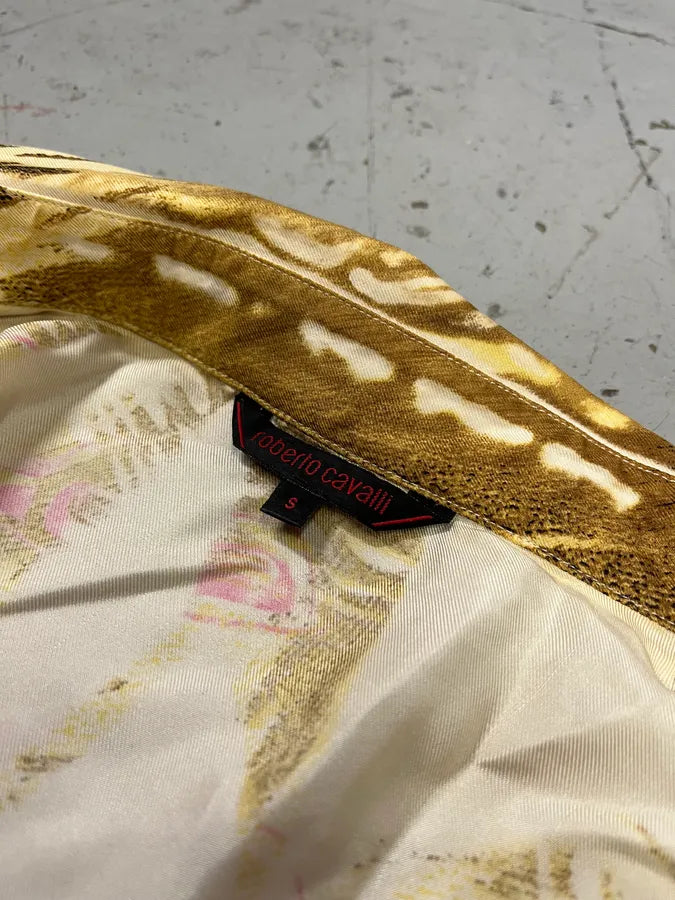 2000s Roberto Cavalli Psychedelic Silk Yellow & Pink Shirt INgMeGG 8