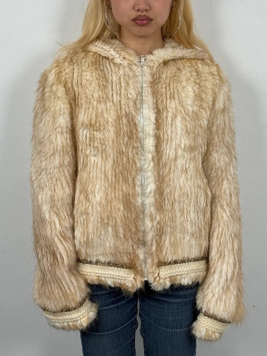 2000s Roberto Cavalli Pure Beaver Fur Beige Zip-Up Jacket EKsNLYd 1