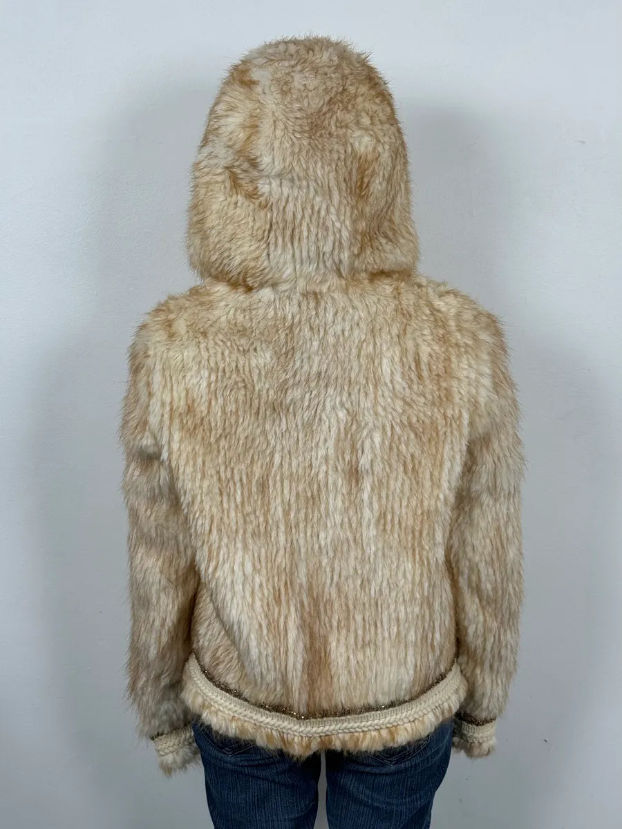 2000s Roberto Cavalli Pure Beaver Fur Beige Zip-Up Jacket EKsNLYd 2