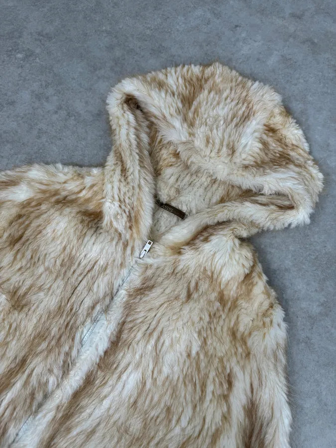 2000s Roberto Cavalli Pure Beaver Fur Beige Zip-Up Jacket EKsNLYd 4
