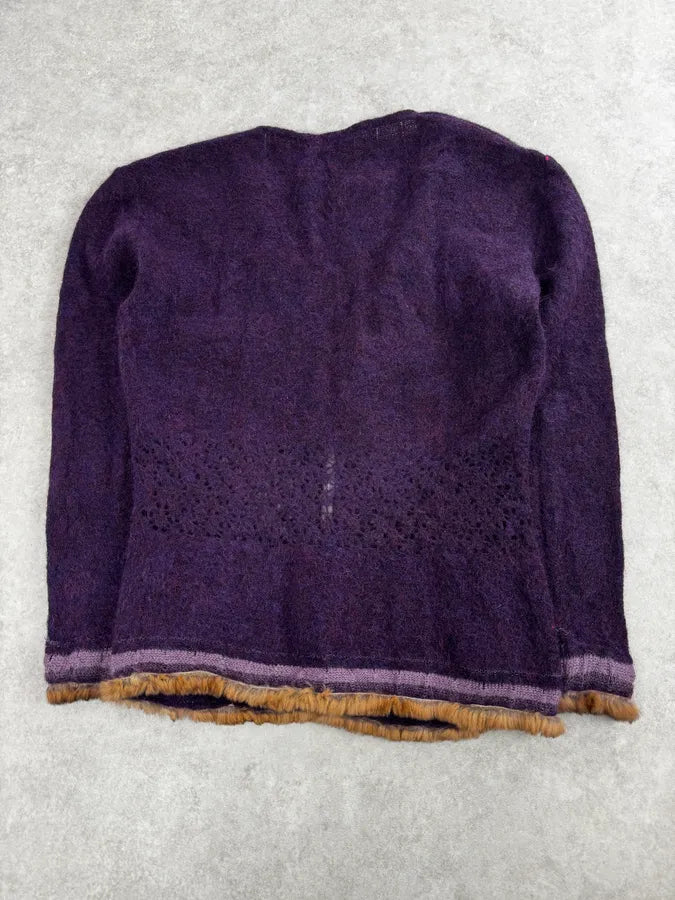 2000s Roberto Cavalli Purple Wool Obscure Cardigan Sweater rhbHbMM 3