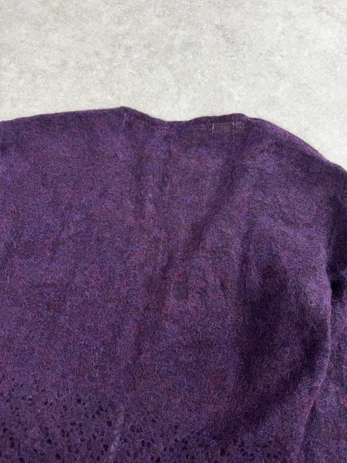2000s Roberto Cavalli Purple Wool Obscure Cardigan Sweater rhbHbMM 5