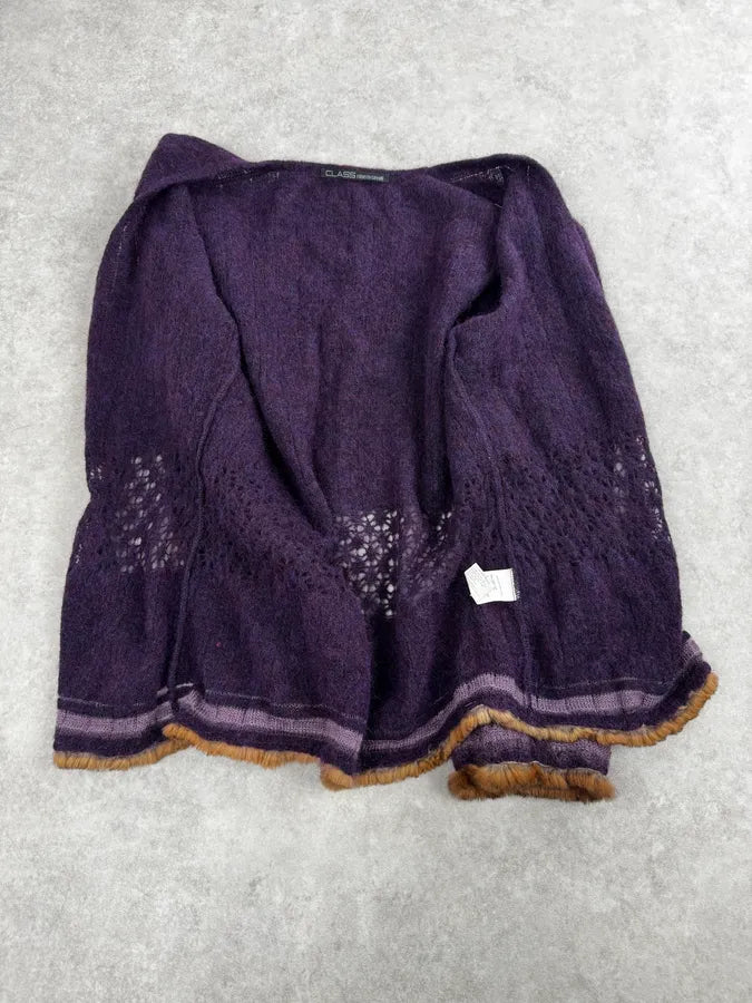 2000s Roberto Cavalli Purple Wool Obscure Cardigan Sweater rhbHbMM 6