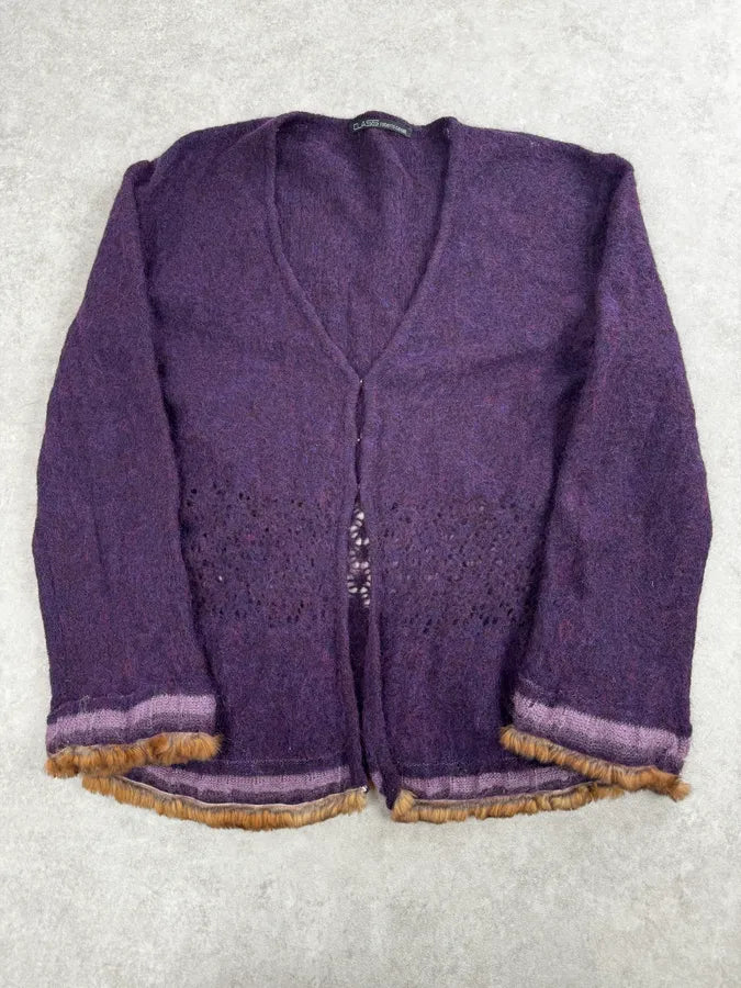 2000s Roberto Cavalli Purple Wool Obscure Cardigan Sweater rhbHbMM 0