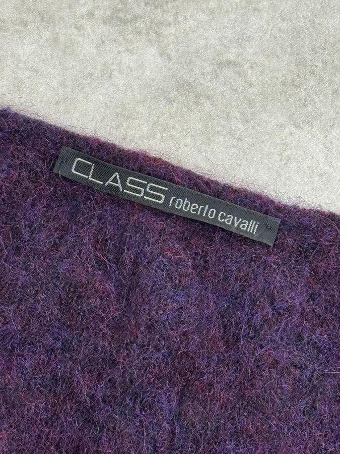 2000s Roberto Cavalli Purple Wool Obscure Cardigan Sweater rhbHbMM 11