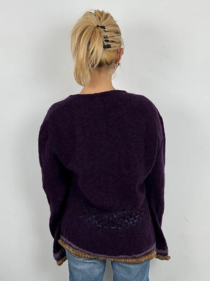 2000s Roberto Cavalli Purple Wool Obscure Cardigan Sweater rhbHbMM 2