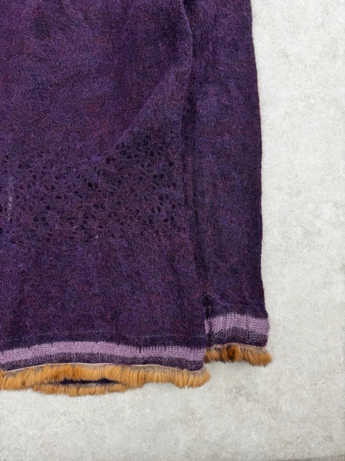 2000s Roberto Cavalli Purple Wool Obscure Cardigan Sweater rhbHbMM 8