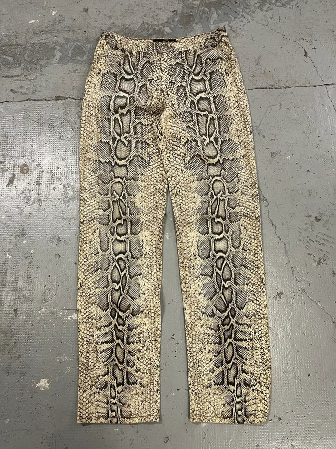 2000s Roberto Cavalli Python Effect Beige Pant TPxLLSM 0