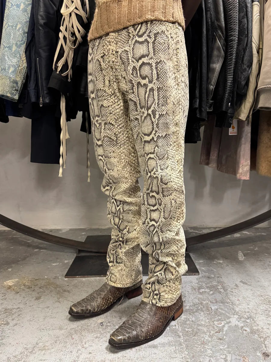2000s Roberto Cavalli Python Effect Beige Pant TPxLLSM 1