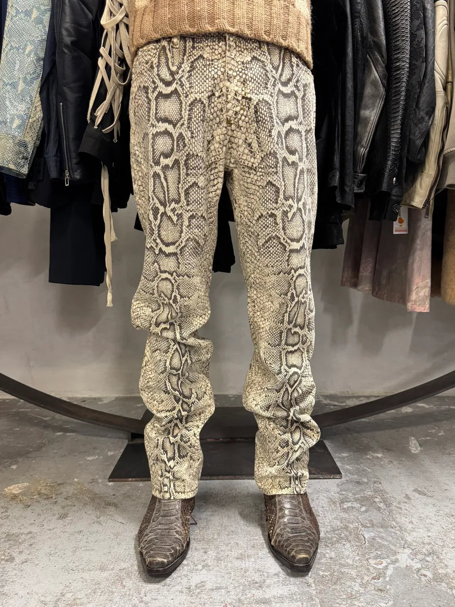 2000s Roberto Cavalli Python Effect Beige Pant TPxLLSM 2