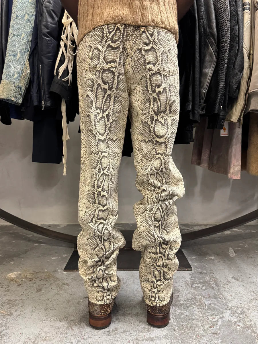2000s Roberto Cavalli Python Effect Beige Pant TPxLLSM 3