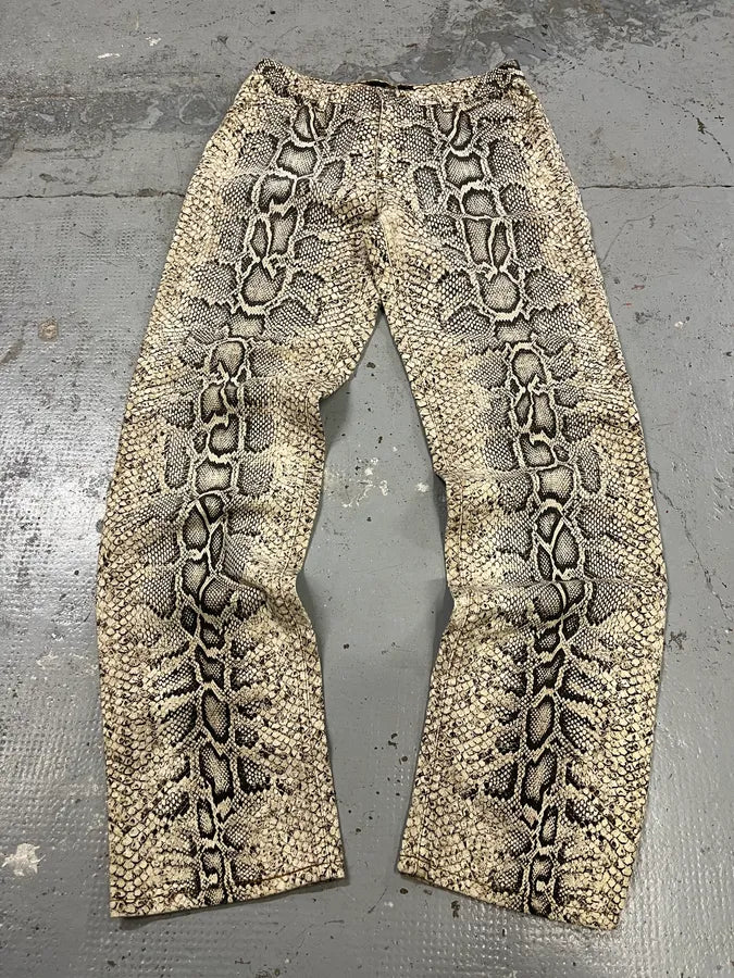 2000s Roberto Cavalli Python Effect Beige Pant TPxLLSM 4