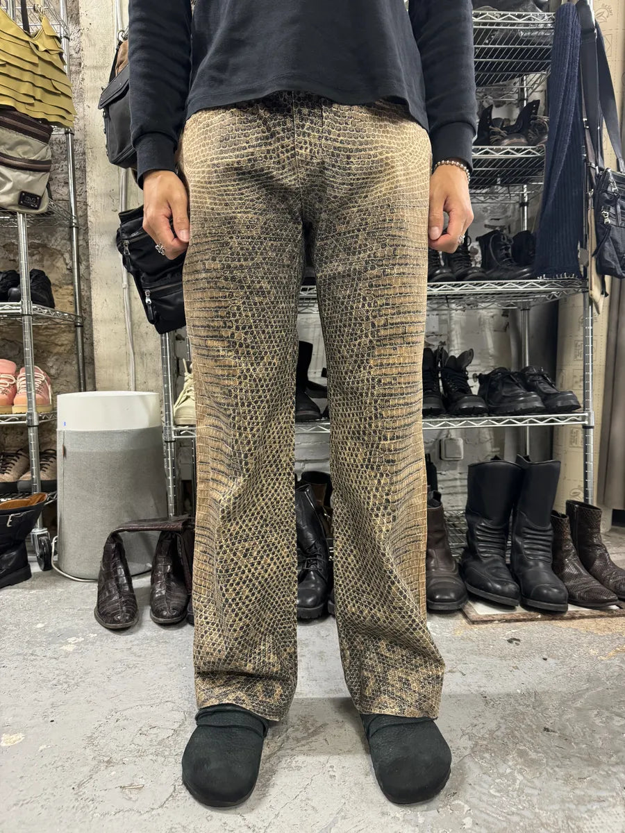 2000s Roberto Cavalli Python Effect Brown Pants fbkluzz 1