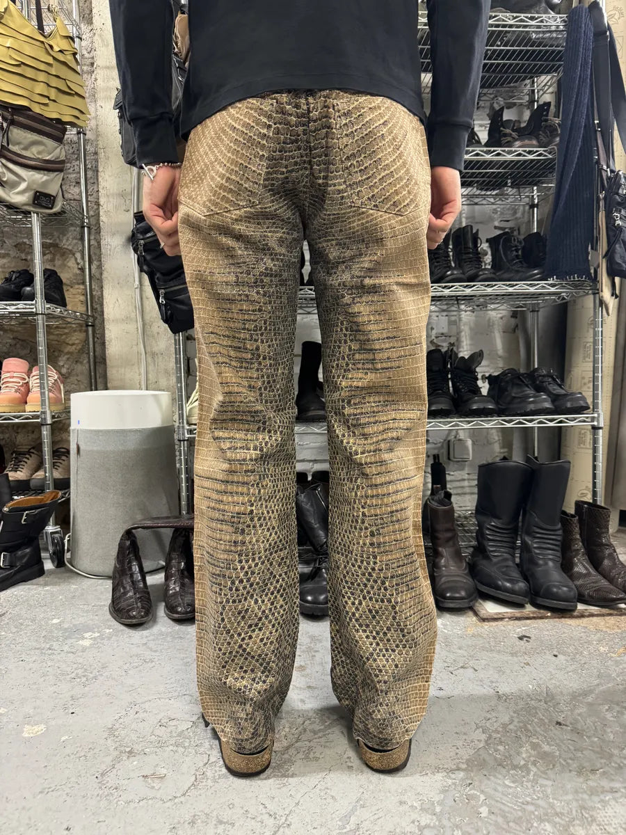2000s Roberto Cavalli Python Effect Brown Pants fbkluzz 2