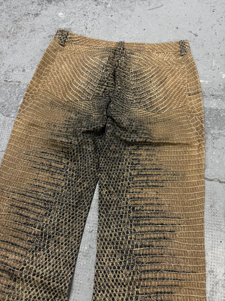 2000s Roberto Cavalli Python Effect Brown Pants fbkluzz 4