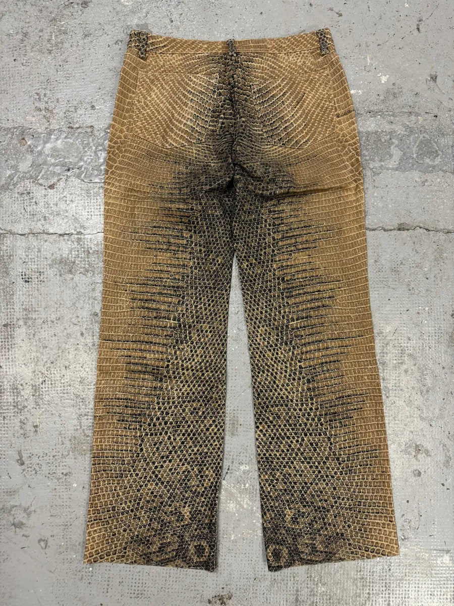 2000s Roberto Cavalli Python Effect Brown Pants fbkluzz 6