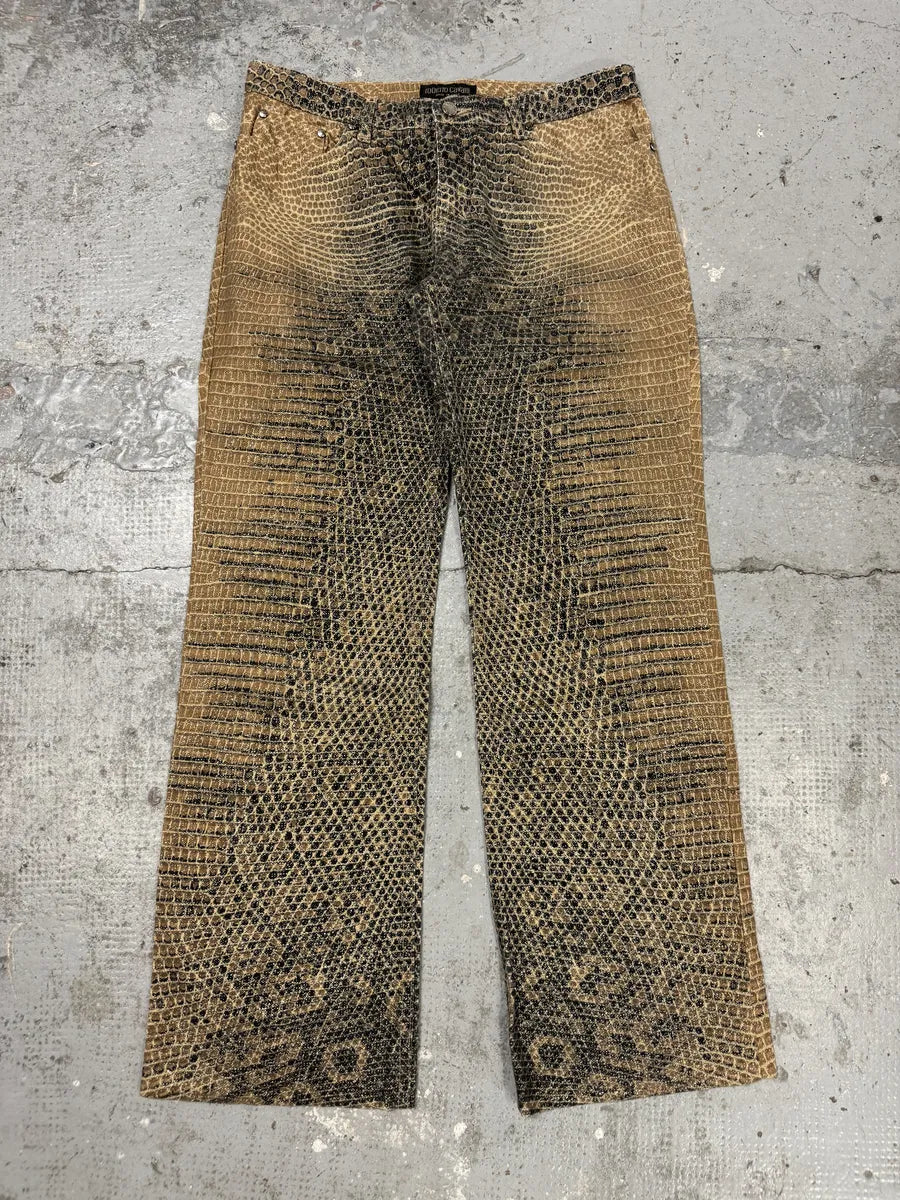 2000s Roberto Cavalli Python Effect Brown Pants fbkluzz 7