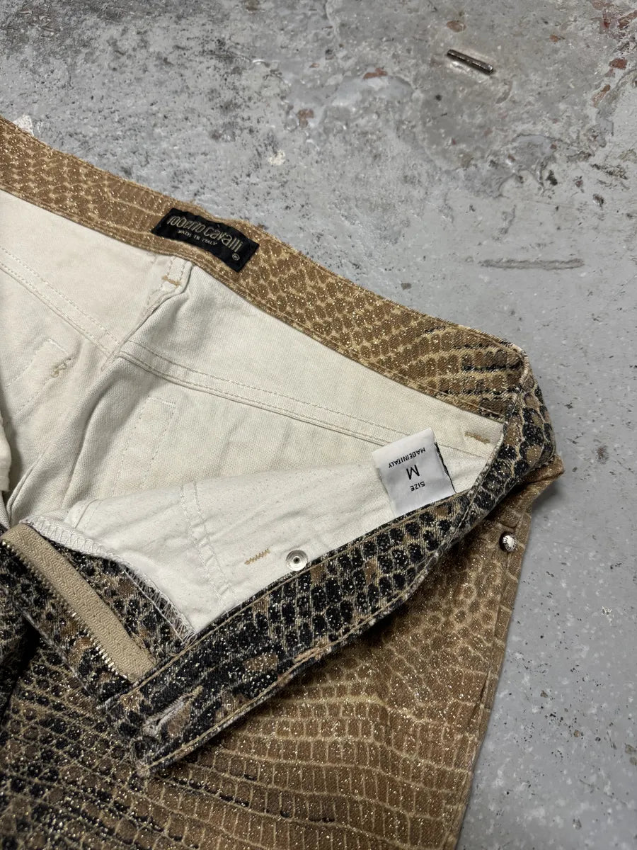 2000s Roberto Cavalli Python Effect Brown Pants fbkluzz 8