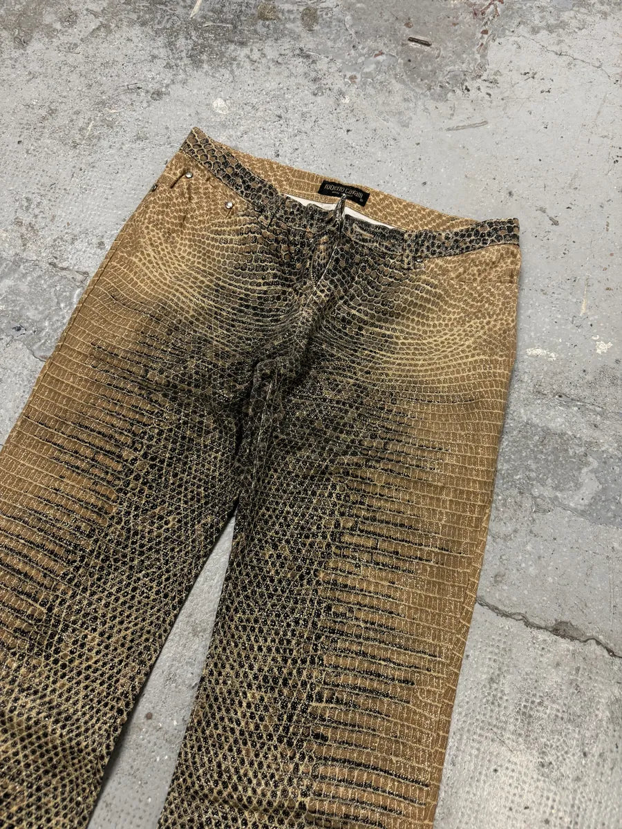 2000s Roberto Cavalli Python Effect Brown Pants fbkluzz 9