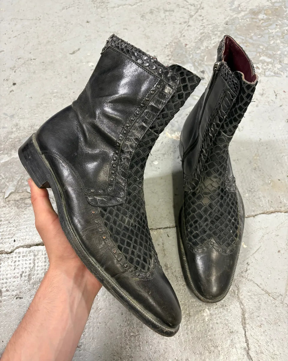 2000s Roberto Cavalli Python Effect Leather Boots cIJTUuK 0