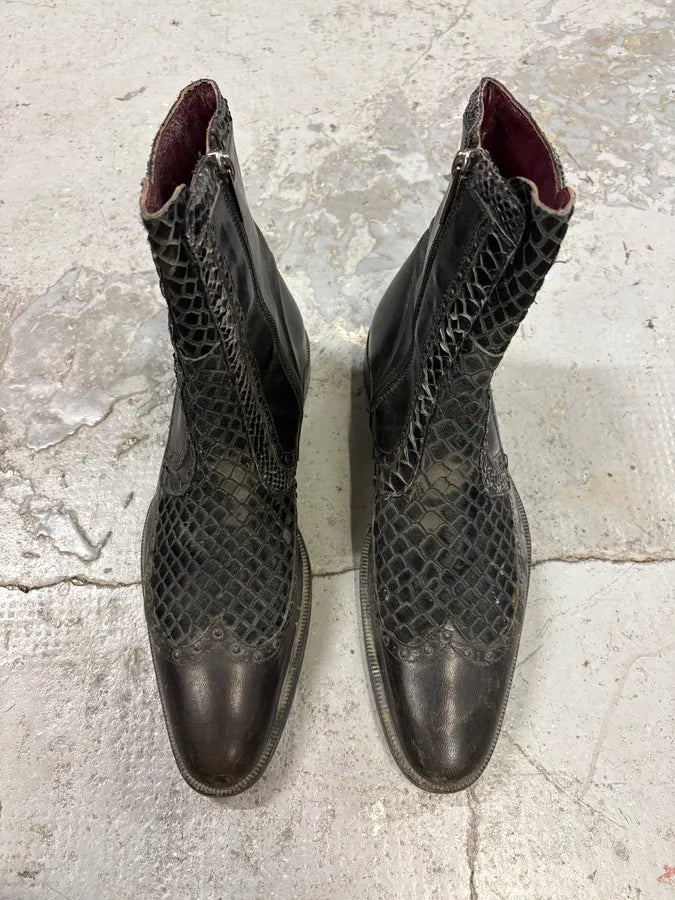 2000s Roberto Cavalli Python Effect Leather Boots cIJTUuK 1