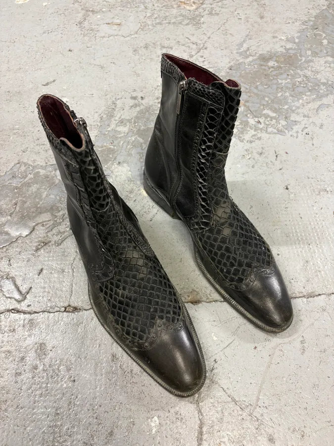 2000s Roberto Cavalli Python Effect Leather Boots cIJTUuK 3