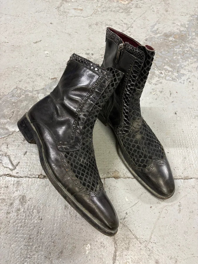2000s Roberto Cavalli Python Effect Leather Boots cIJTUuK 4