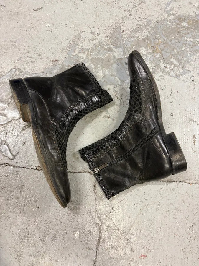 2000s Roberto Cavalli Python Effect Leather Boots cIJTUuK 5