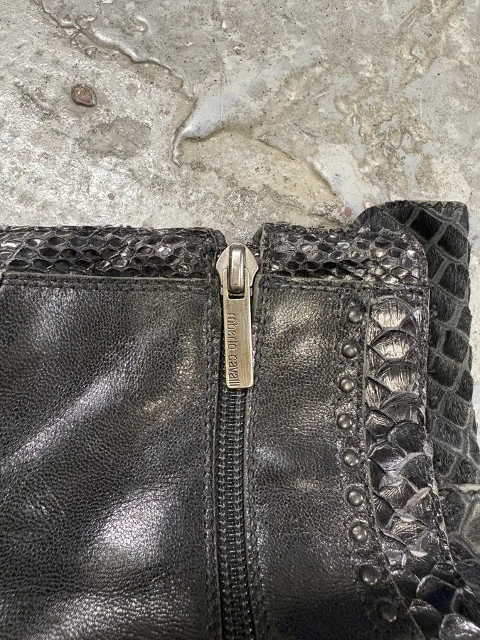 2000s Roberto Cavalli Python Effect Leather Boots cIJTUuK 8