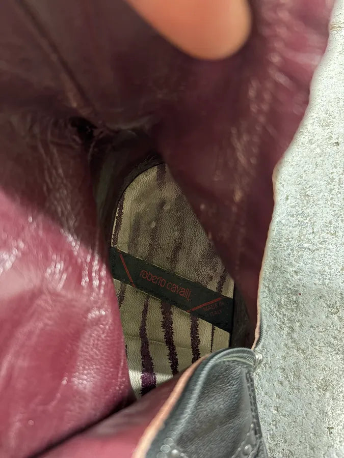 2000s Roberto Cavalli Python Effect Leather Boots cIJTUuK 9