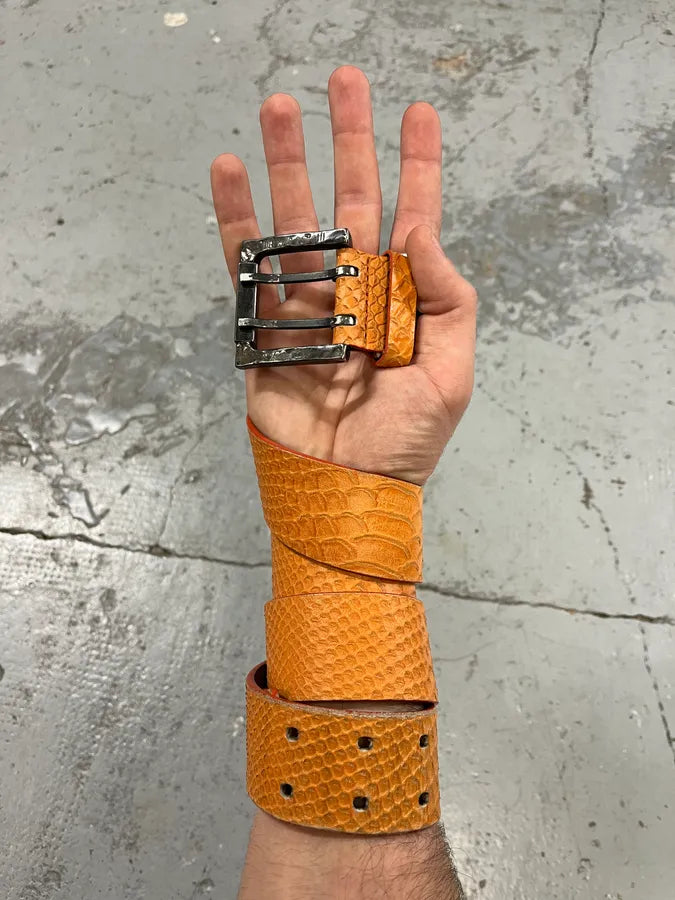 2000s Roberto Cavalli Python Effect Orange Leather Belt YqQrruX 1