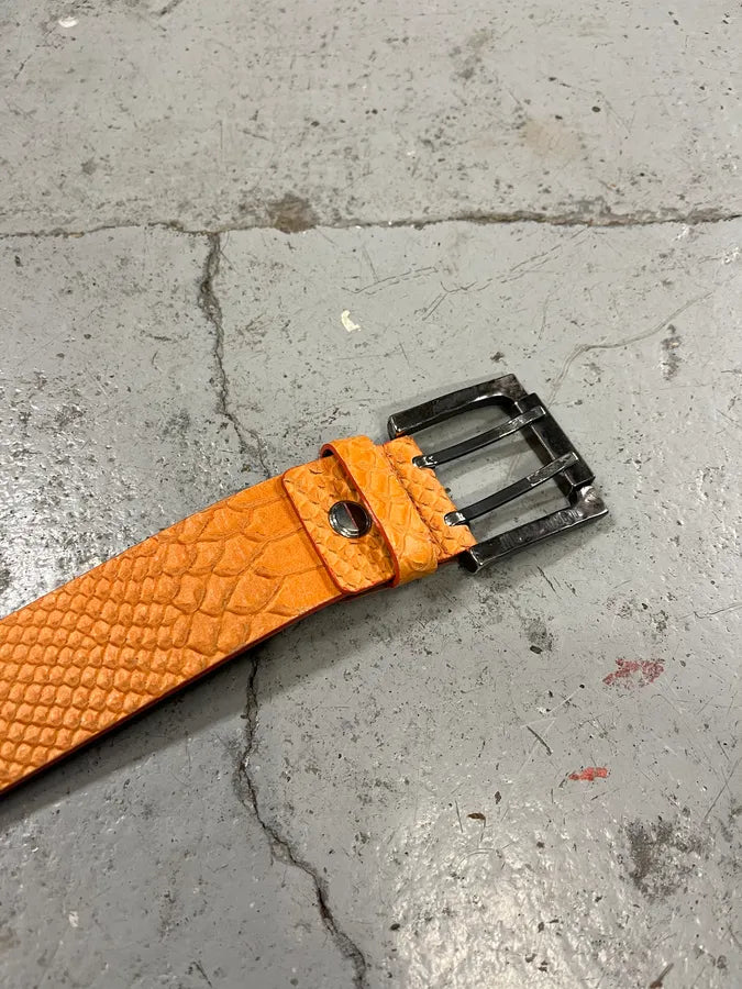 2000s Roberto Cavalli Python Effect Orange Leather Belt YqQrruX 4
