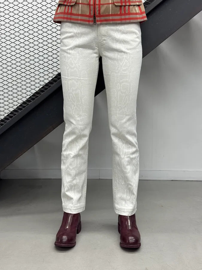 2000s Roberto Cavalli Python Glow Print White Pants paLfMSA 1