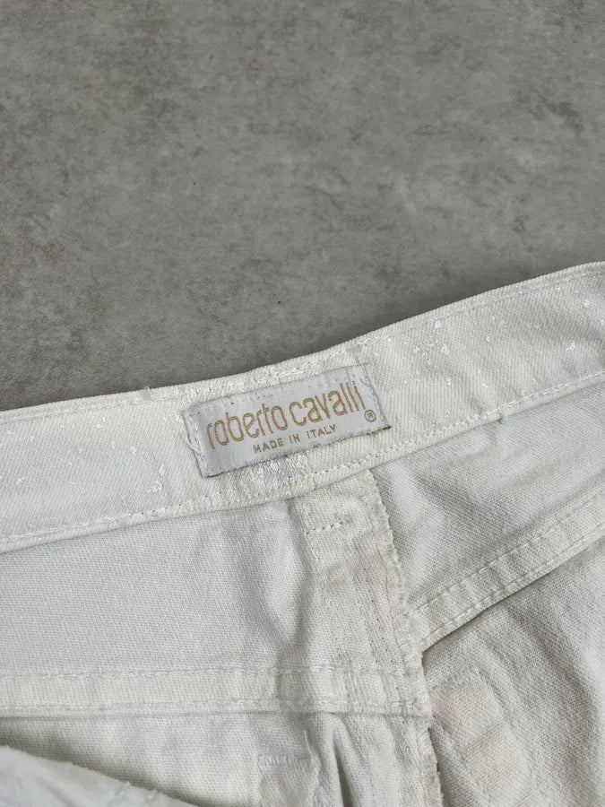 2000s Roberto Cavalli Python Glow Print White Pants paLfMSA 10