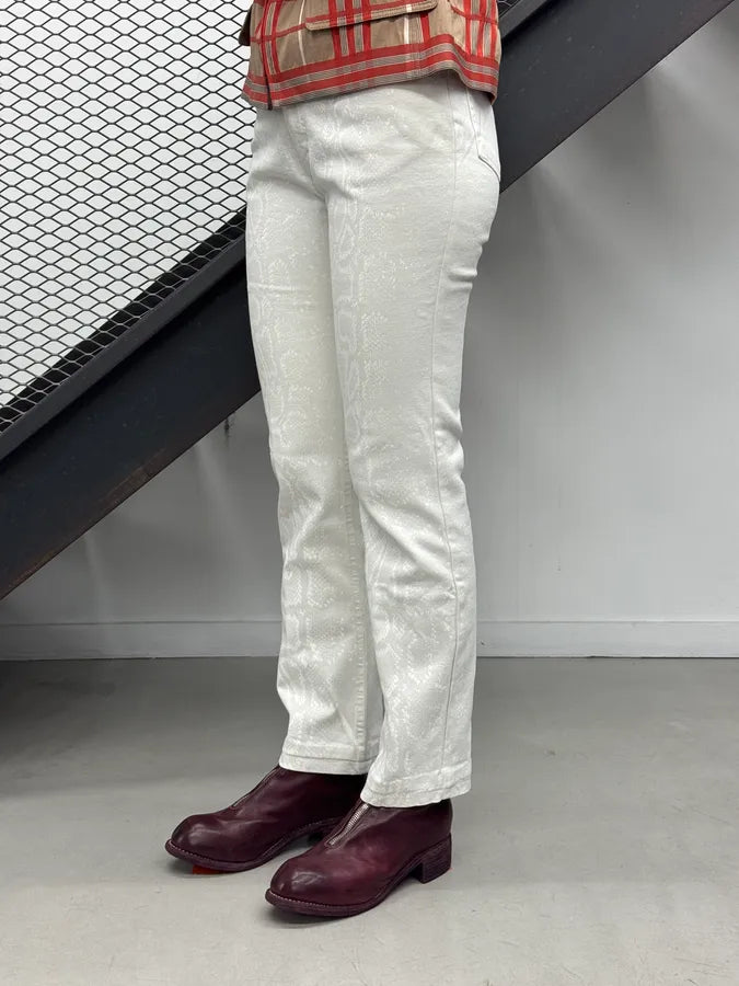 2000s Roberto Cavalli Python Glow Print White Pants paLfMSA 2