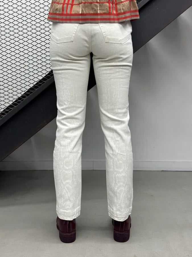 2000s Roberto Cavalli Python Glow Print White Pants paLfMSA 3