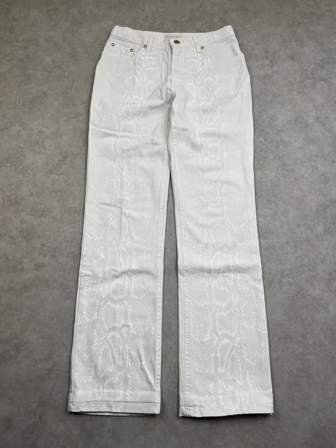 2000s Roberto Cavalli Python Glow Print White Pants paLfMSA 4