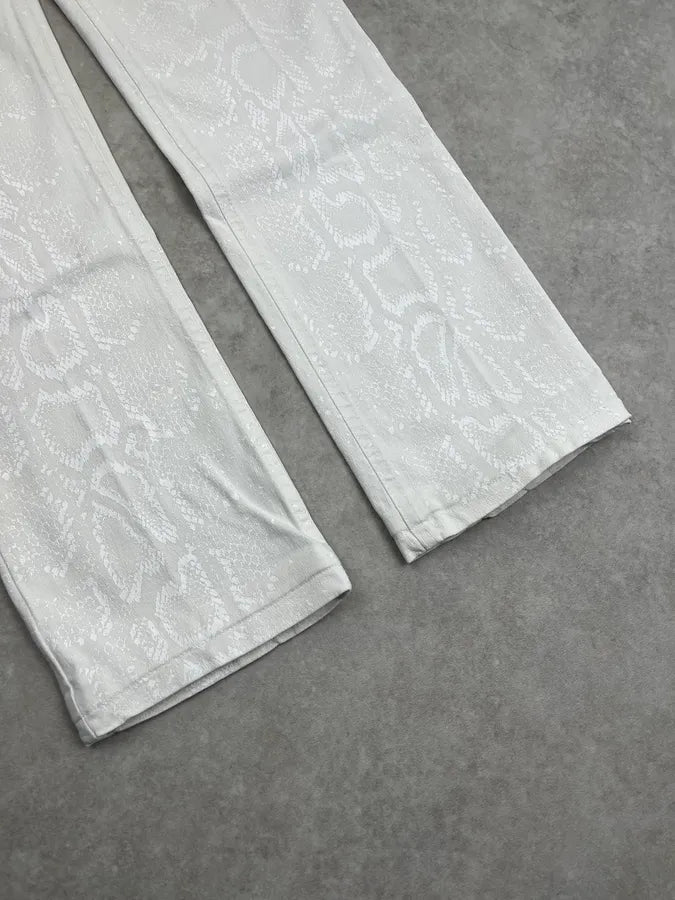 2000s Roberto Cavalli Python Glow Print White Pants paLfMSA 6