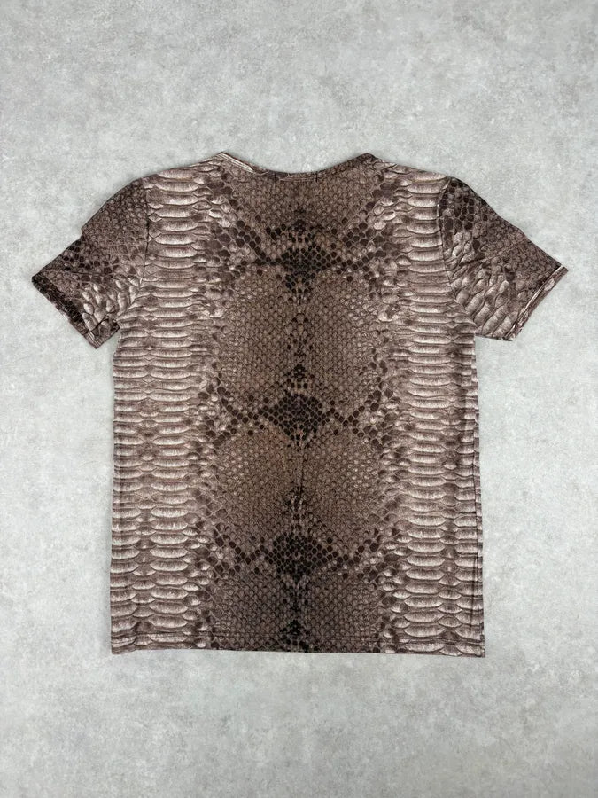 2000s Roberto Cavalli Python Snake Brown T-Shirt ZNFokKC 1