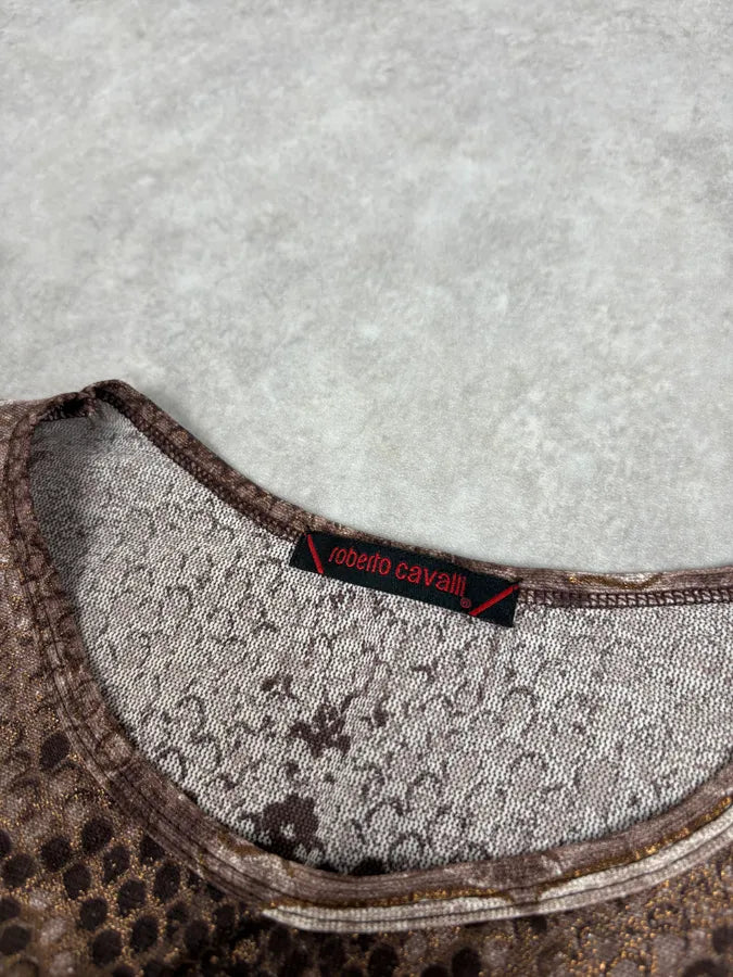 2000s Roberto Cavalli Python Snake Brown T-Shirt ZNFokKC 5