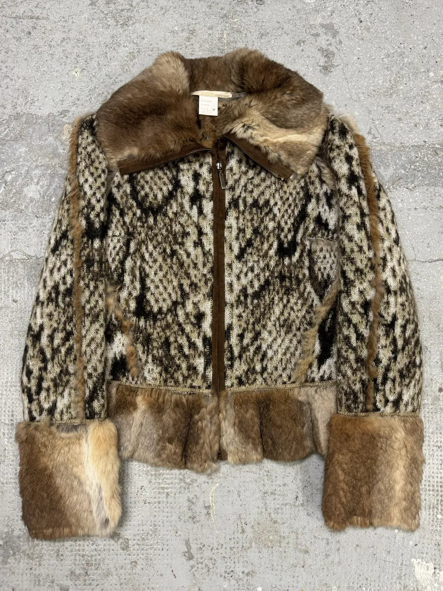 2000s Roberto Cavalli Rabbit Fur Tweed Jacket bKTYUAr 0