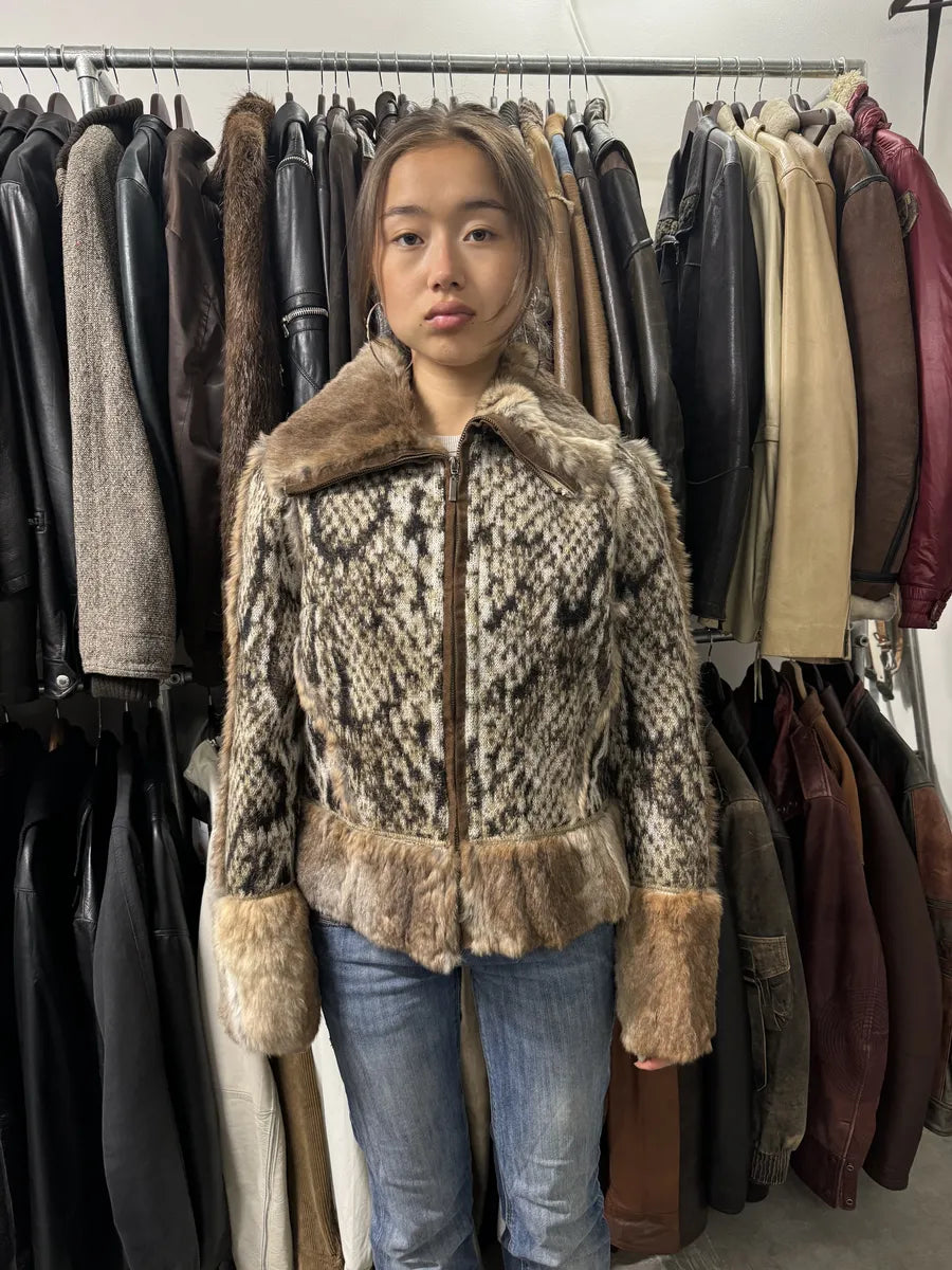 2000s Roberto Cavalli Rabbit Fur Tweed Jacket bKTYUAr 2