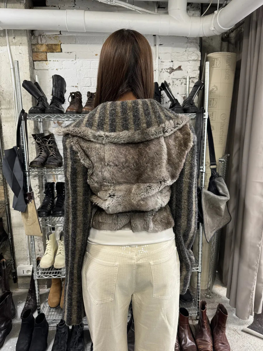 2000s Roberto Cavalli Raccoon Fur Grey Zip-up Jacket (M) SXsCpkO 3